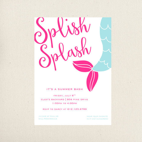 Invitations de fête de sirène